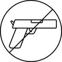 No pistola icono en negro línea Arte. vector