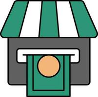 Cash Withdrawal From Shop Or Store Colorful Icon. vector
