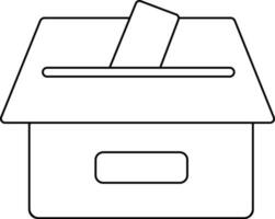 Ballot box in black line art. vector