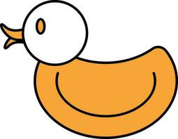 Duck Toy Icon In Orange And White Color. vector