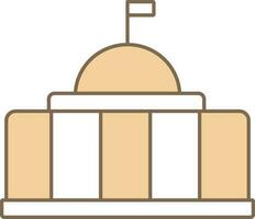 Capitol Building Icon In White And Brown Color. vector