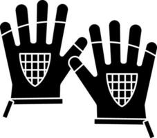 Deportes guantes icono en negro y blanco color. vector