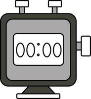 Gray And White Digital Clock Or Timer Icon. vector