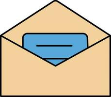 Envelope With Paper Icon In Brown And Blue Color. vector