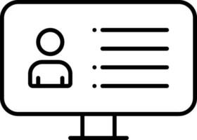 User Data List In Desktop Screen Line Art Icon. vector