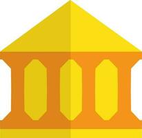 histórico edificio icono en naranja y amarillo color con medio sombra. vector