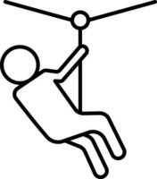 Zip Line Icon In Black Line Art. vector