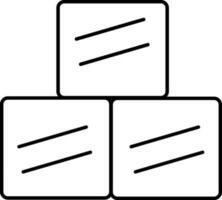 Blocks Or Cube Icon In Black Outline. vector
