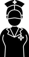 black and white Nurse Wearing Mask Icon. vector