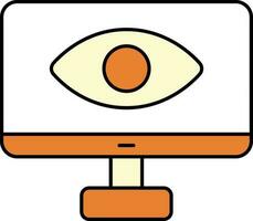 Eye in Desktop Orange And White Icon. vector