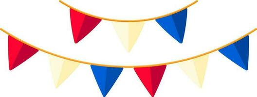 Tri color bunting flag icon in flat style. vector