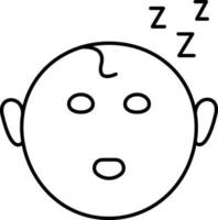 Baby sleep face icon in black line art. vector