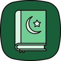 Quran Book Icon On Green Background. vector