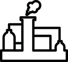 Oil refinery plant icon in black line art. vector