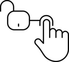 Line art Open Finger Password Lock icon in flat style. vector