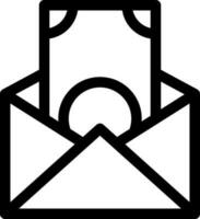 Open Envelope with Banknote Icon in Black Thin Line Art. vector