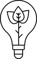 Flat Style Plant In Bulb Line Art Icon. vector