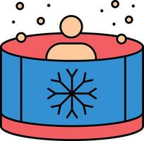 Man Taking Bath In Cold Water Colorful Icon. vector