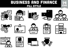 Black And White Color Set of Business And Finance Icon. vector