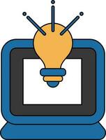 Flat style Light bulb in laptop screen icon. vector