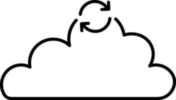 Cloud sync or reload icon in black line art. vector