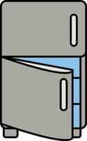 Open Double Door Refrigerator Icon in Gray Color. vector