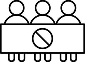 Protester people icon in thin line art. vector