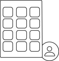 Black line art voting machine in flat style. vector