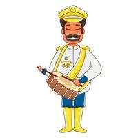Vector illustration of Soldier Parade Man Playing Drum with Stick.