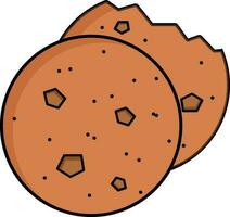 Round biscuits or cookies icon in brown and black color. vector