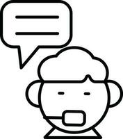 Line art Man call with microphone icon in flat style. vector