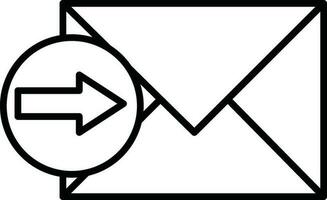 Send arrow with mail or envelope icon in thin line art. vector