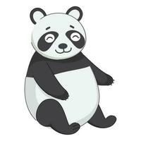 Panda Bear Sitting in Grey and Black Color. vector