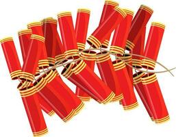 Realistic firecrackers garland in red color. vector