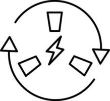 Recycle nuclear energy icon in line art. vector