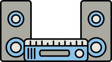 Music System Icon in Gray and Blue Color. vector