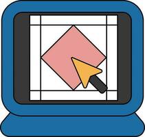 Draw or Select Shape with Cursor in laptop screen icon. vector