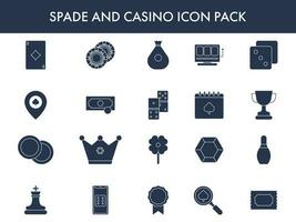 Blue And White Color Set of Spade And Casino Icon. vector