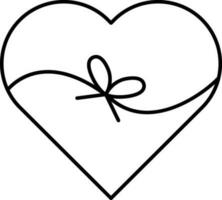 Heart Shaped Gift Box icon in black line art. vector