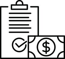 Verification money financial document paper icon in line art. vector