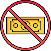 Stop money icon in red and yellow color. vector