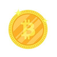 Flat style bitcoin in golden color. vector