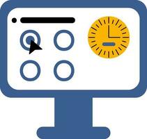 Vector illustration of Online Exam Optional Timer in Monitor Screen.