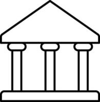 Line art Bank or Court building icon flat style. vector