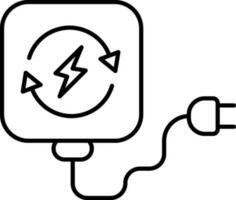 Recycle electric plug icon in thin line art. vector