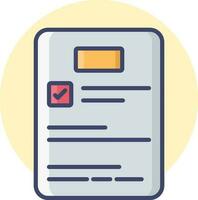 Check document paper icon on yellow round background. vector