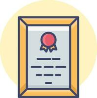 Colorful certificate frame icon in flat style. vector