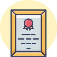 Colorful certificate frame icon in flat style. vector