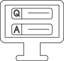 Question and Answer Message Box in Monitor Screen line art icon. vector