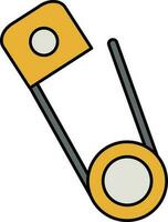 Yellow and gray color Safety Pin icon. vector